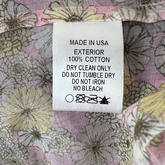 NWT LISA MARIE FERNANDEZ Pink Floral Puff Sleeve Square Neck Cotton Crop Top 2 - Picture 8 of 9